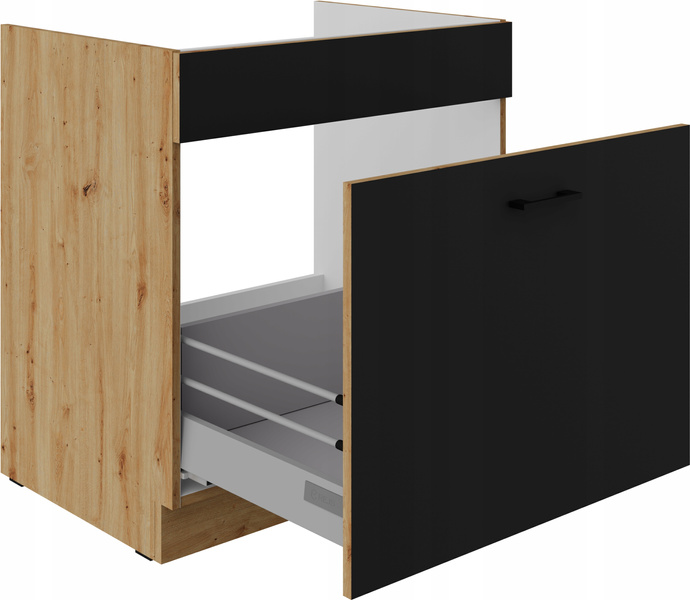 Szafka kuchenna dolna MODENA 80 ZL 1S BB CZARNY MAT/DĄB ARTISAN