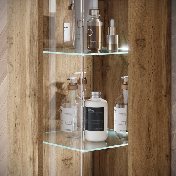 Meble łazienkowe NAIROBI umywalka, lustro DĄB WOTAN