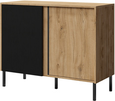 Komoda MIA 4, Komoda 100cm, MDF, Dąb Odwieczny / Czarny