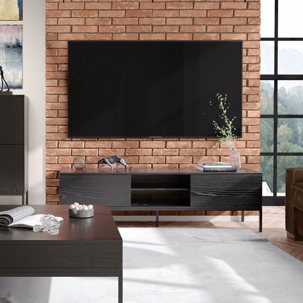 Szafka RTV INDUST metalowe nogi, dwie szuflady CZARNY