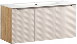 Zestaw meblowy 120cm z umywalką, Meble łazienkowe LUXOR Dąb Olejowany / Beż