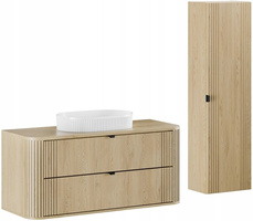 Zestaw 120cm z blatem, umywalka, słupek Meble łazienkowe OVALIA Dąb Cremona