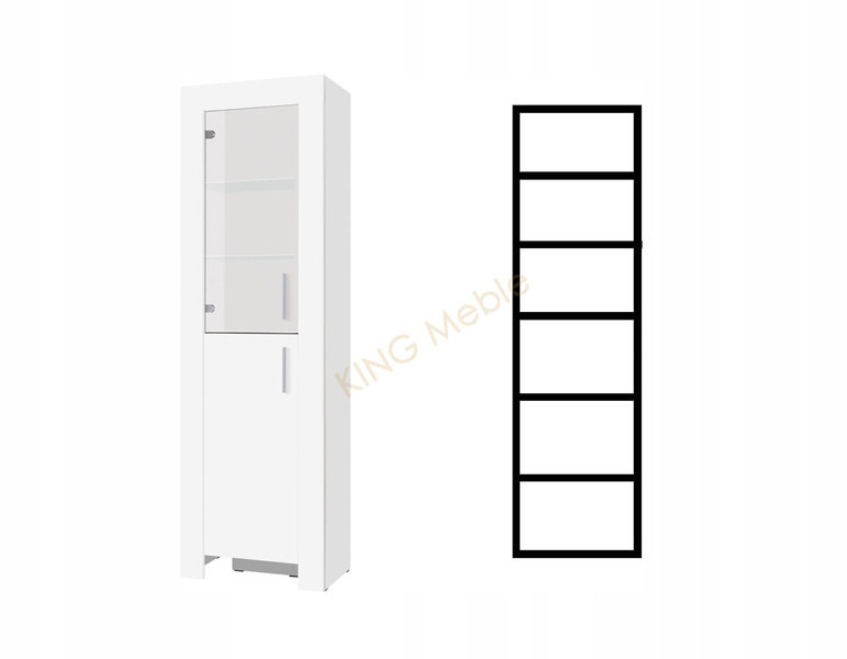 Witryna CEZAR 5L, Witryna 60cm, Meble do Salonu CEZAR, LED, BIAŁY