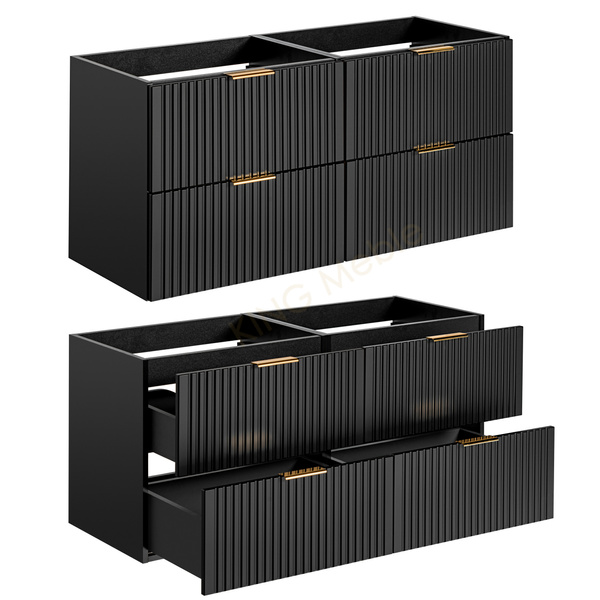 Meble łazienkowe ADEL BLACK 120, Umywalka dwukomorowa, Syfon, Lustro LED