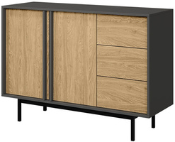 Komoda ALSY 7 123cm, Meble Pokojowe ALSY Antracyt / Dąb Olejowany