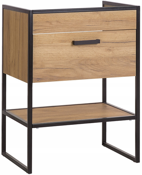 Szafka pod umywalkę 60cm, Meble łazienkowe BROOKLIN Dąb Craft Złoty/Czarny