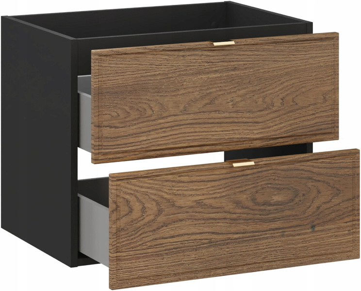 Zestaw mebli 60cm, blat, słupek, Meble łazienkowe TALIA Dąb Casella/Czarny