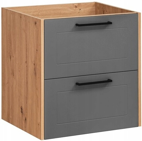 Zestaw 60cm z umywalką, szuflady Meble łazienkowe MADERA Grafit/Dąb Artisan