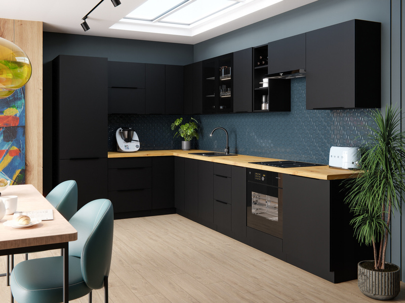 Szafka kuchenna słupek SIENA 60 DK-210 2F CZARNY MAT
