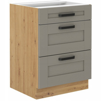 Szafka kuchenna dolna LUNA 60 D 3S BB CLAY GREY / DĄB ARTISAN
