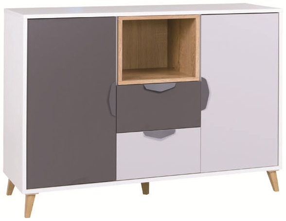 Meble Młodzieżowe JOKER, Zestaw mebli Biały / Grafit / Szary / Dąb Lefkas