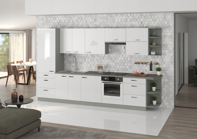 Szafka kuchenna BIANCA 60x60 GN-72 2F (90°) BIAŁY POŁYSK/SZARY PLATYNOWY