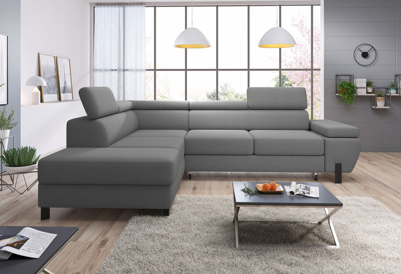 Narożnik z funkcją spania MOLINA L 263cm, Zagłówki, Pojemnik, Sprężyny