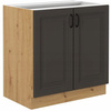 Szafka kuchenna dolna STILO 80 D 2F BB GRAFIT MAT/DĄB ARTISAN