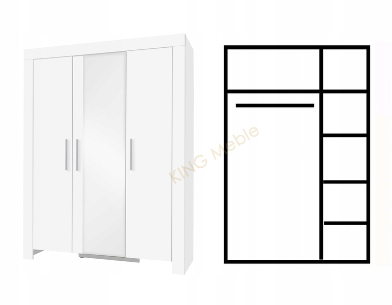 Szafa CEZAR 1, Szafa z lustrem 150 cm, Meble do Salonu CEZAR, Biała