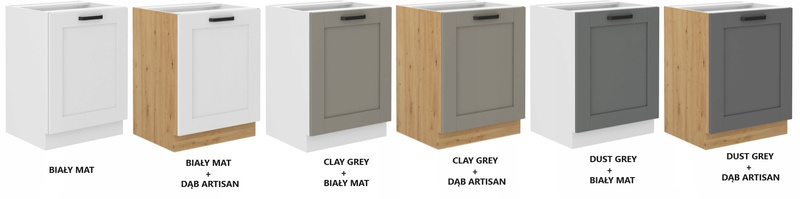 Szafka kuchenna dolna LUNA 60 D 1F BB CLAY GREY / BIAŁY MAT