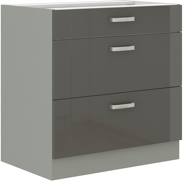 Szafka kuchenna dolna GREY 80 D 3S BB SZARY POŁYSK / SZARY PLATYNOWY