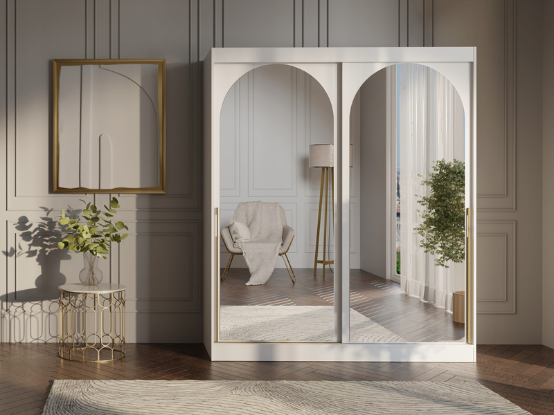 Szafa przesuwna MODIN 180cm, Szafa z Lustrem Biała