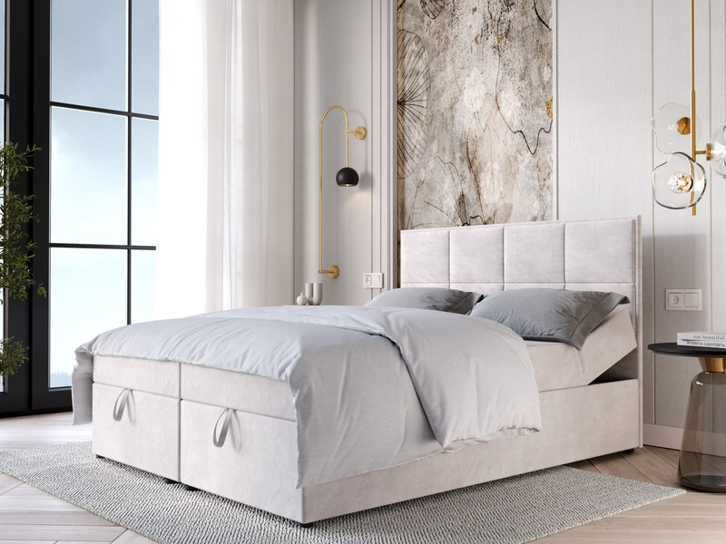 Łóżko tapicerowane, kontynentalne ROMA 140x200 cm, Sprężyny, Pojemniki, Rozmiary