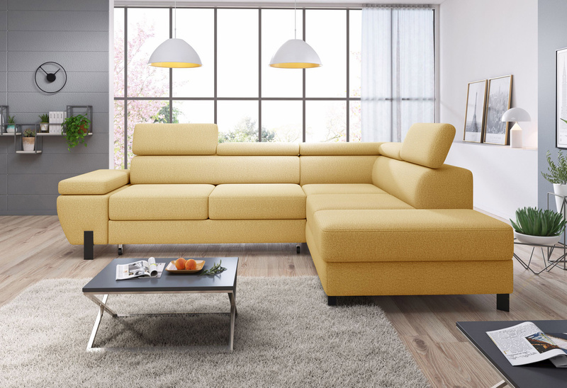 Narożnik z funkcją spania MOLINA L 263cm, Zagłówki, Pojemnik, Sprężyny