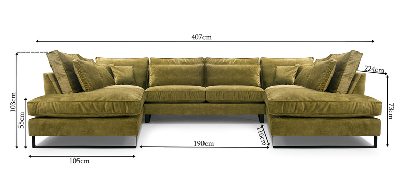 Duży Narożnik do salonu CORBLACK U 407 cm, Rogówka