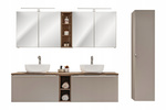 Meble łazienkowe SANTA FE TAUPE 180, 2xUmywalka, 2xSzafka z Lustrem, 2xLED