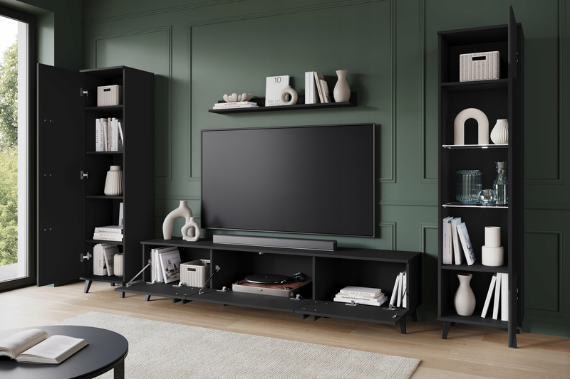 Meblościanka HELSINKI II Zestaw mebli, salon, Czarny Grafit