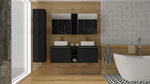 Meble łazienkowe SANTA FE BLACK 1480, 2xUmywalka, 2xLustro, 2xLampa LED