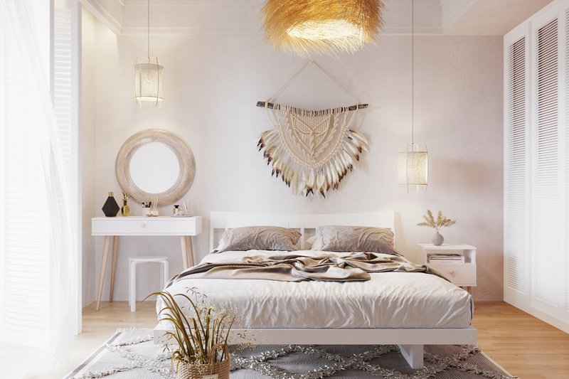 Konsola BOHO z szufladą, drewniane nogi BIAŁY MAT