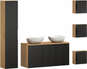Meble łazienkowe LUXOR BLACK 120, Umywalki nablatowe, Dąb/Czarny, 2 KOLORY