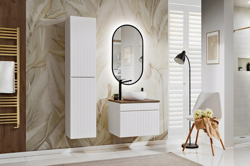 Meble łazienkowe ICONIC WHITE 60, Umywalka, Lustro, LED, 3 KOLORY