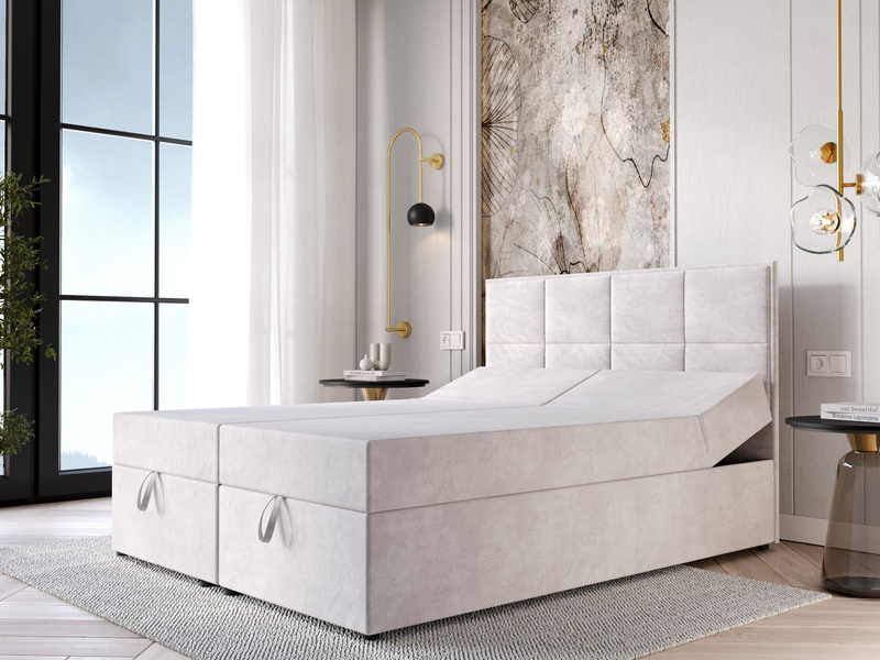 Łóżko tapicerowane, kontynentalne ROMA 140x200 cm, Sprężyny, Pojemniki, Rozmiary