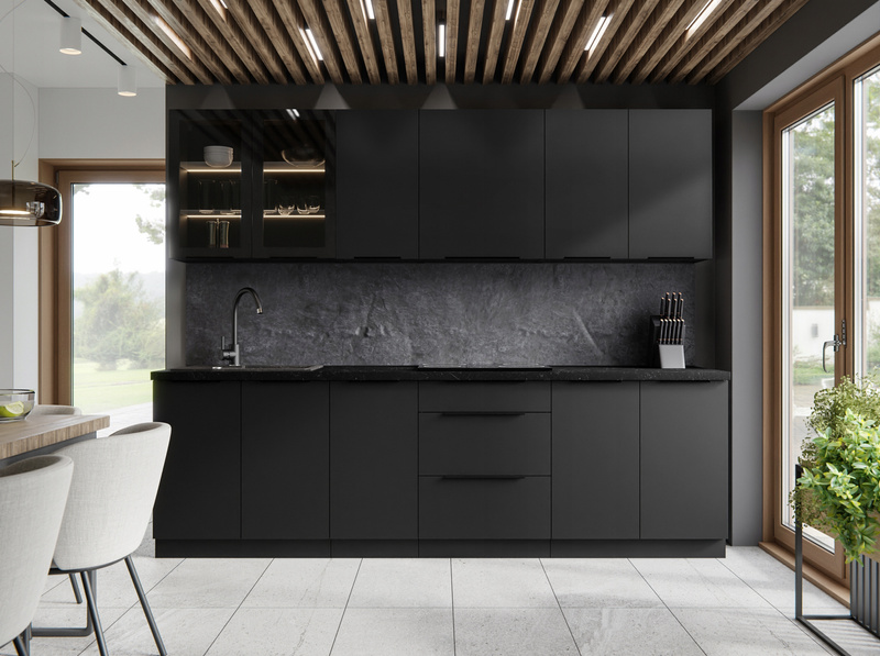Szafka kuchenna dolna narożna SIENA 90x90 DN 2F BB CZARNY MAT