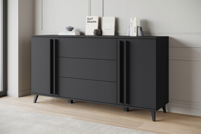 Komoda HELSINKI 150 Dąb Artisan / Czarny Grafit