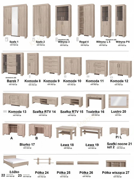 Komoda CEZAR 9, Komoda 100cm, Szuflady, Meble do Salonu CEZAR, Dąb Sonoma