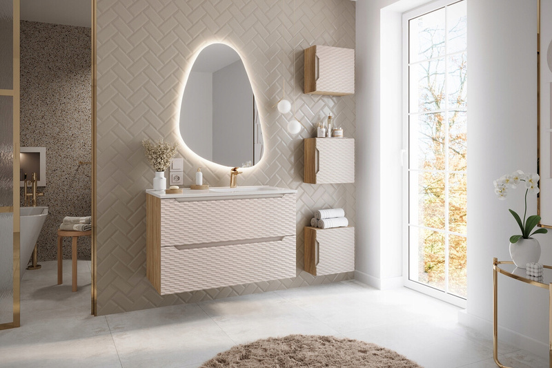 Umywalka meblowa jednokomorowa GO 100cm z blatem ceramicznym Biały Połysk