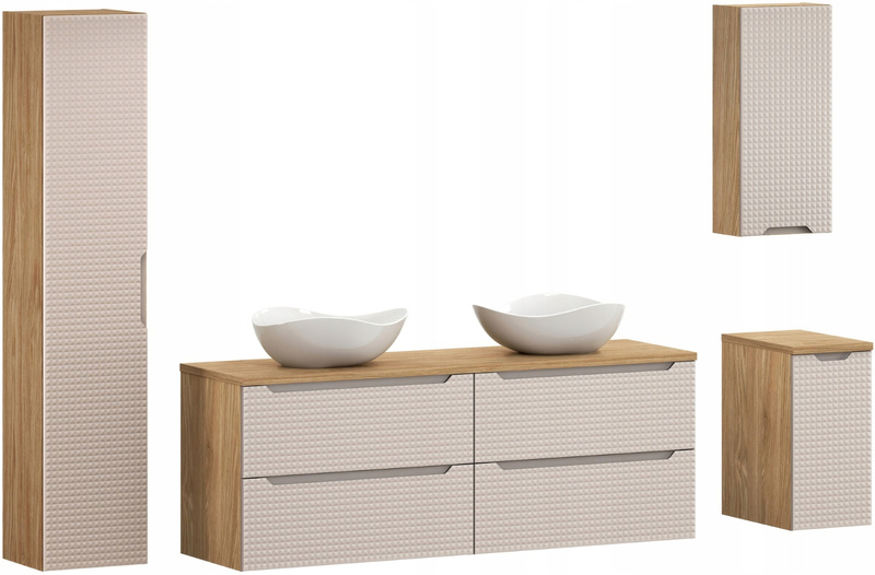 Meble łazienkowe LUXOR BEIGE 160, Umywalki nablatowe, Beż, 2 KOLORY