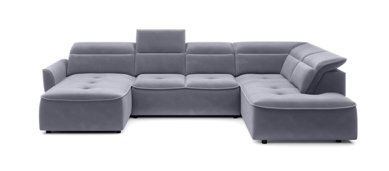 Narożnik z funkcją spania MURILLO XL 350 cm, Elektryczny wysuw siedziska, Zagłówki
