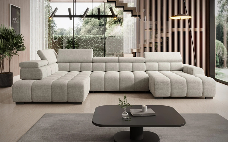 Narożnik BULL XL 393 cm, Elektryczny wysuw siedziska, Zagłówki