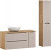 Meble łazienkowe OCEAN BEIGE 120, Umywalka nablatowa, Dąb/Beż, 2 KOLORY