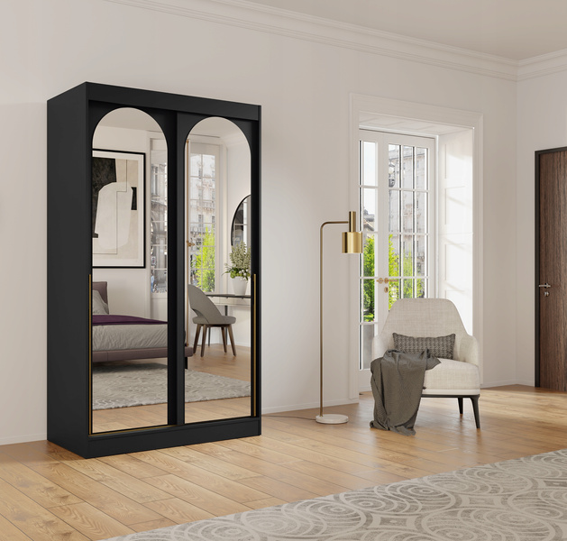 Szafa przesuwna MODIN 120cm, Szafa z Lustrem Biała