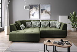 Narożnik z funkcją spania TIGA 286 cm, Elektryczny wysuw siedziska, Pojemnik