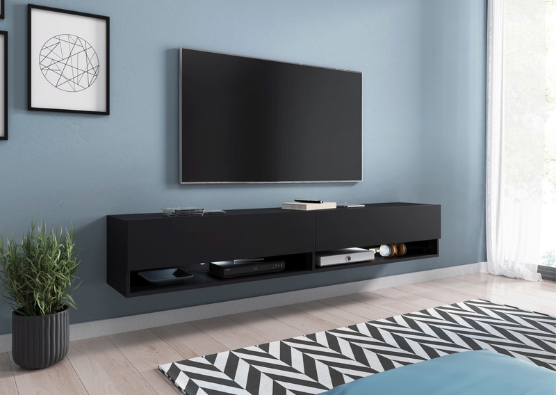 Szafka RTV Lowboard A 180cm DĄB WOTAN / BIAŁY POŁYSK