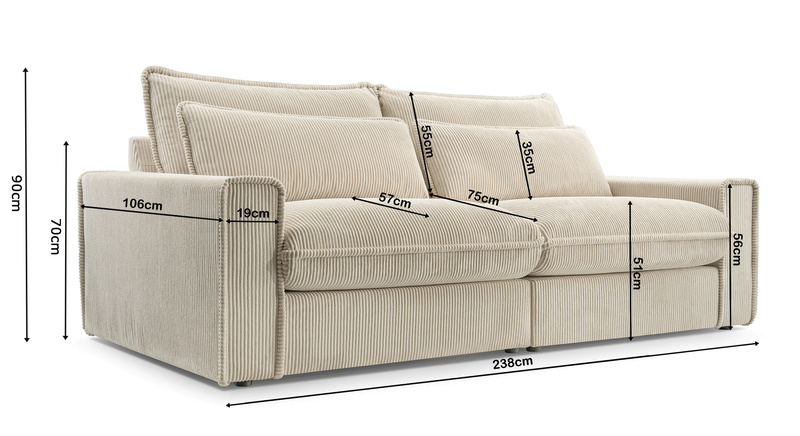 Kanapa, Sofa CECYLIA 238 cm, Sofa Modułowa, Wygodna, Do Salonu