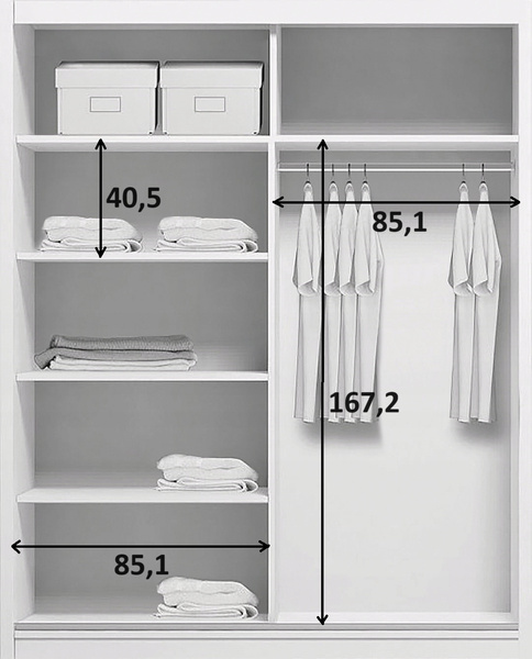 Szafa przesuwna A20 175 / 215 / 62 lustro, różne kolory i rozmiary