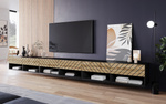 Szafka RTV Lowboard A 300cm Czarny Grafit / Dąb Wotan Jodełka MDF