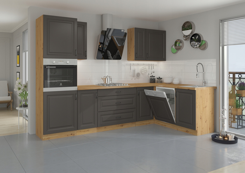 Front do zmywarki STILO ZM 713x596 GRAFIT MAT/DĄB ARTISAN