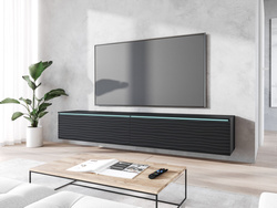 Szafka RTV Lowboard D 180cm CZARNY GRAFIT / FALA MDF