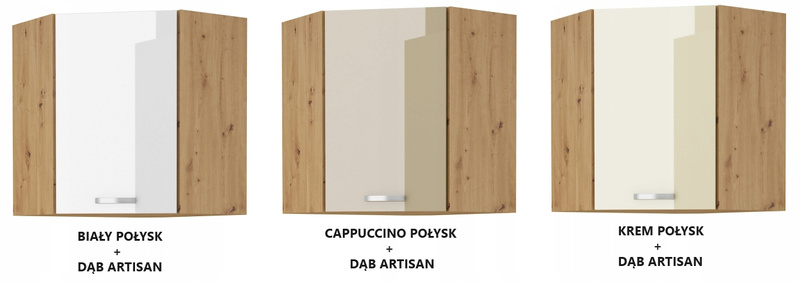 Szafka kuchenna górna ARTISAN 60x60 GN-72 (45°) 1F KREM POŁYSK/DĄB ARTISAN