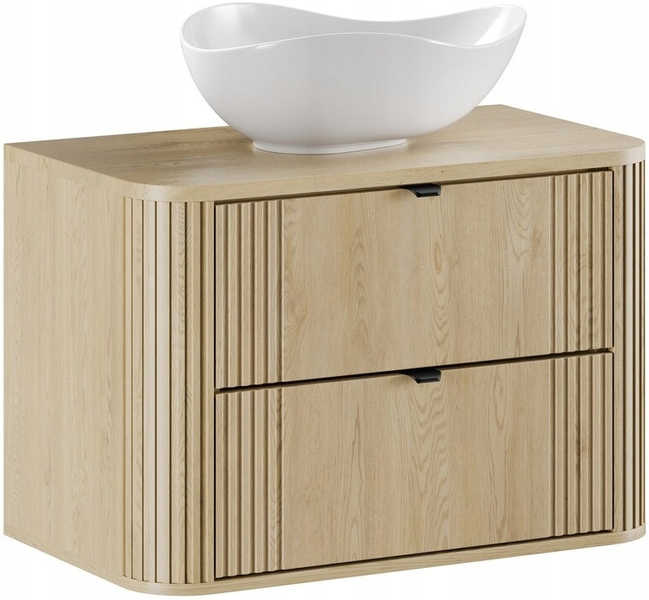 Zestaw mebli 80cm z blatem, umywalka, Meble łazienkowe OVALIA Dąb Cremona